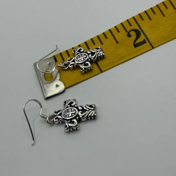 NEW Sterling Silver 925 Cross Filigree Hook Earrings - Picture 3 of 4